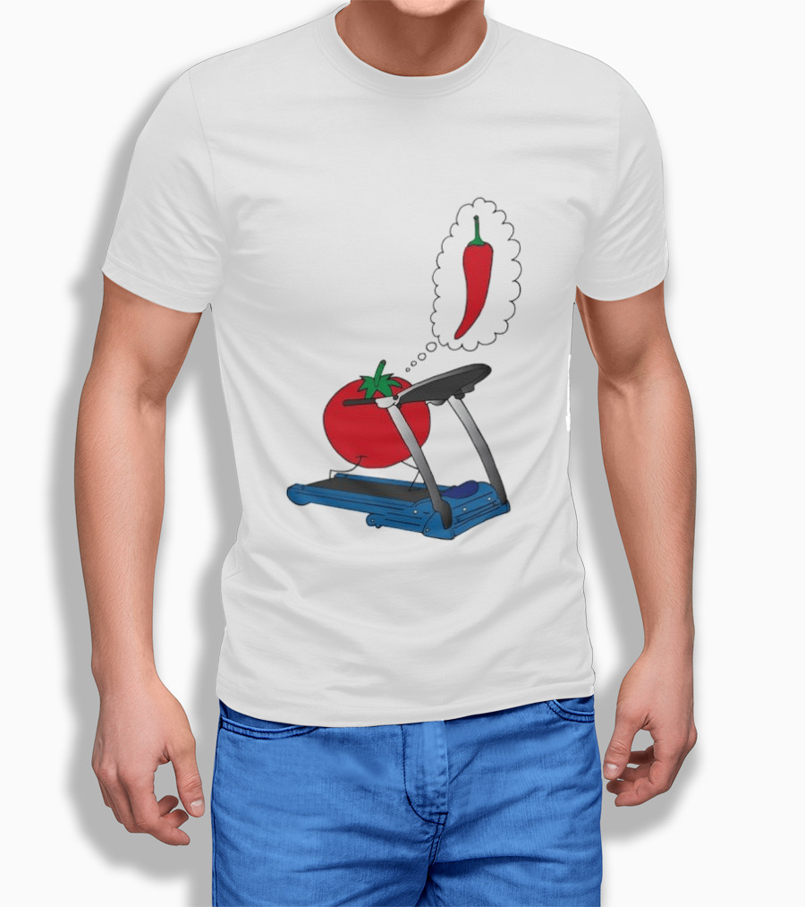 Tomato Dreaming Of Chili On Treadmill Funny Food Meme T-Shirt
