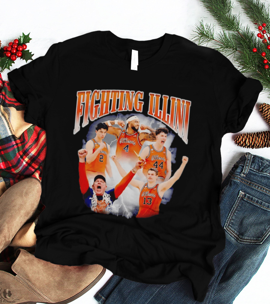 Fighting Illini Brad Underwood Illinois Basketball Team Players T-Shirt