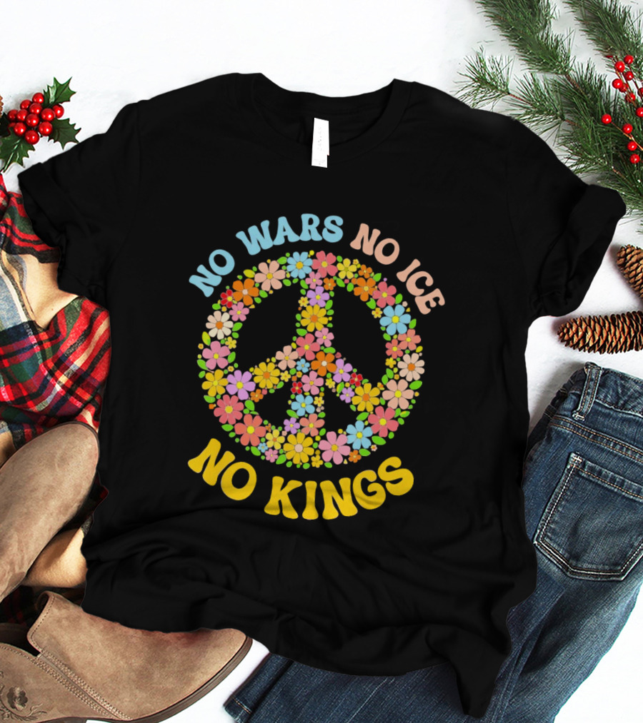 No Wars No Ice No Kings Peace Floral Motif T-Shirt