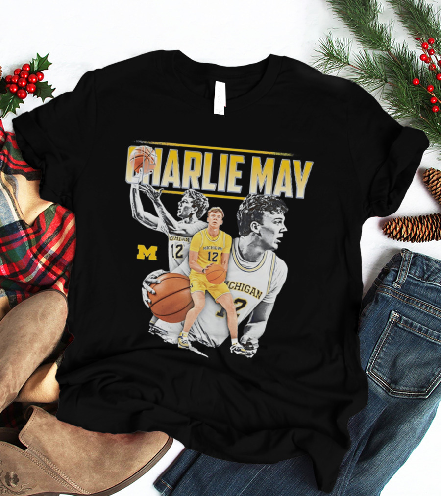Charlie May Michigan Basketball NCAA Number 12 Collage T-Shirt