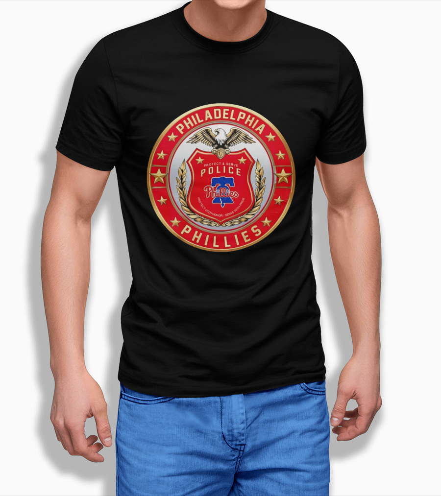 Philadelphia Phillies Police Badge Protect Serve Honor Pride T-Shirt