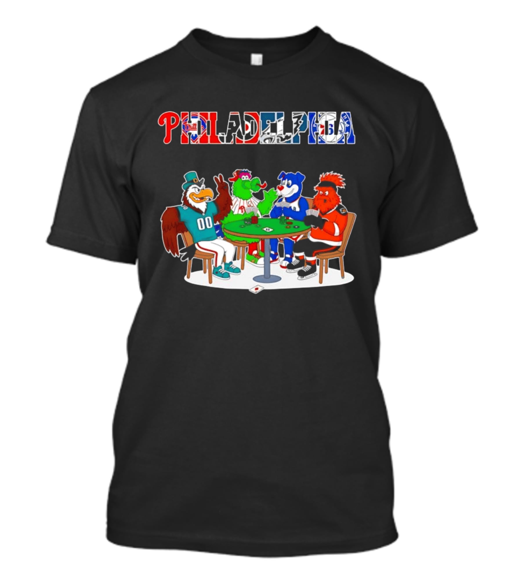 Philadelphia Mascots Playing Poker Cards T-Shirt