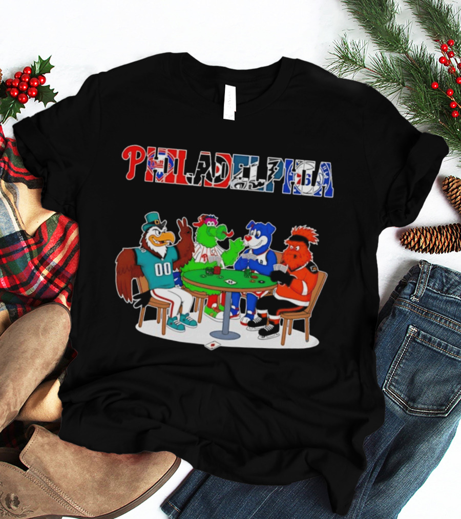 Philadelphia Mascots Playing Poker Cards T-Shirt