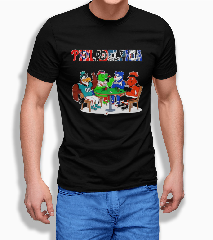 Philadelphia Mascots Playing Poker Cards T-Shirt