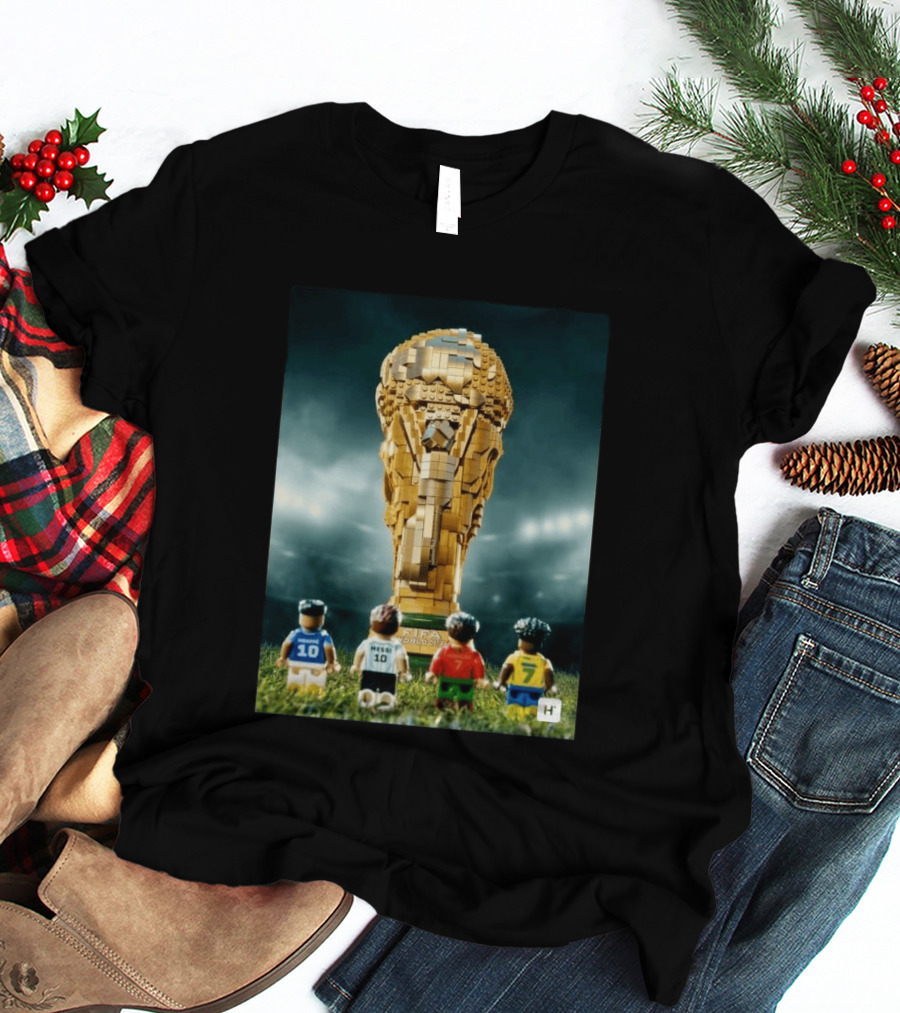 LEGO Football Legends FIFA World Cup 2026 Trophy Lionel Messi Cristiano Ronaldo Kylian Mbappé Vinicius Junior T-Shirt