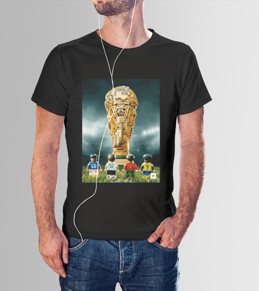 LEGO Football Legends FIFA World Cup 2026 Trophy Lionel Messi Cristiano Ronaldo Kylian Mbappé Vinicius Junior T-Shirt