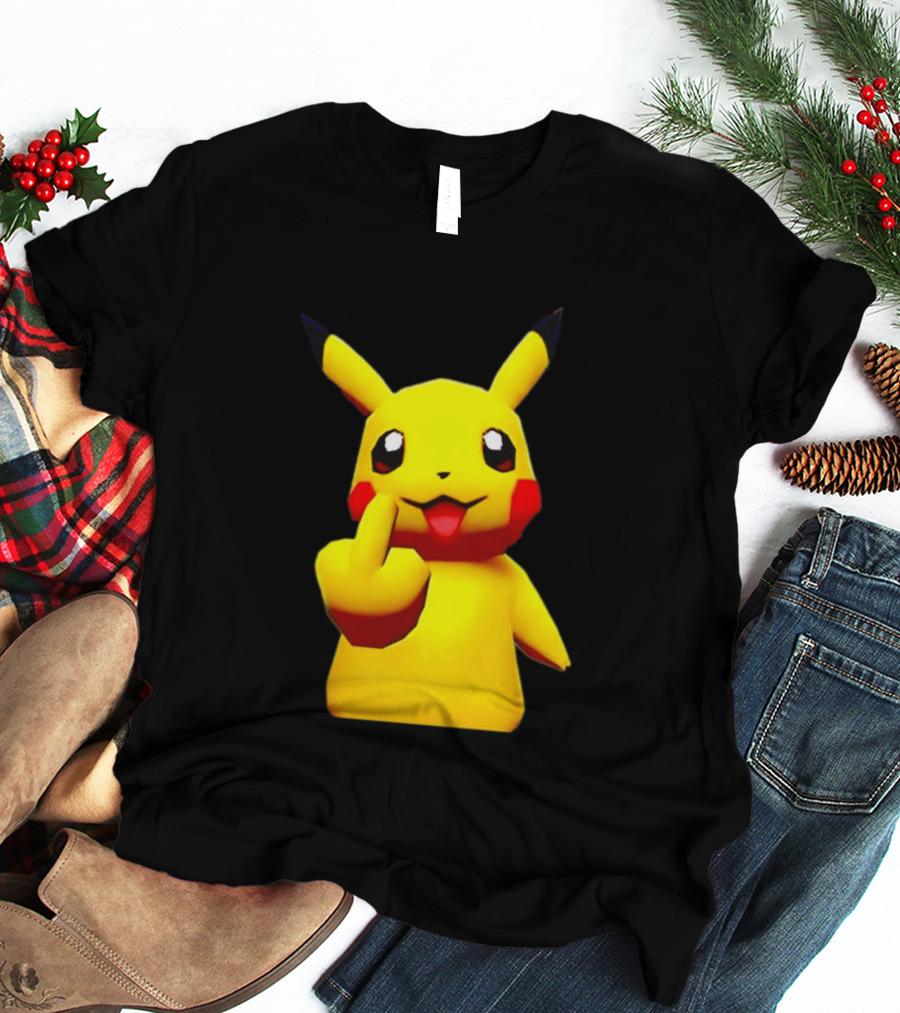 Pikachu Pokémon Middle Finger Gesture T-Shirt