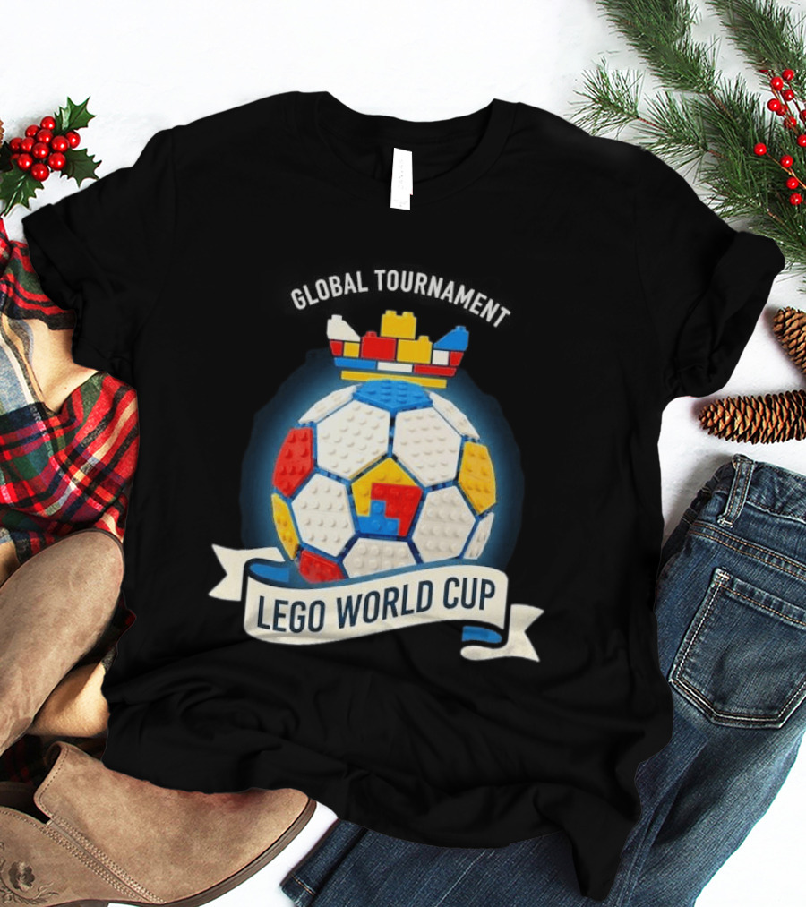 Global Tournament Lego World Cup Soccer Ball Block Crown T-Shirt