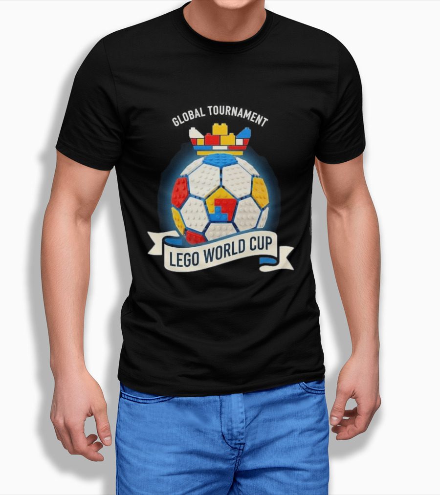 Global Tournament Lego World Cup Soccer Ball Block Crown T-Shirt