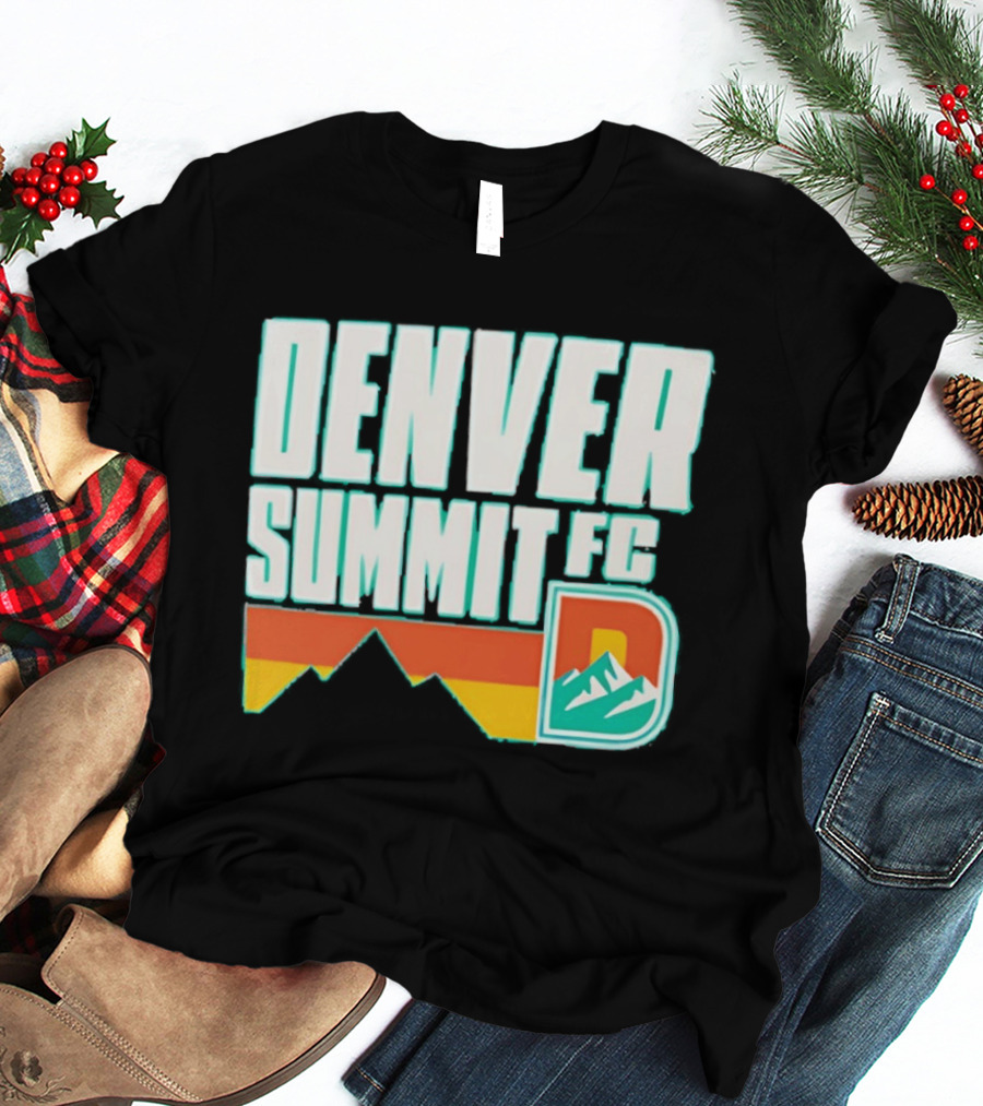Denver Summit FC Mountains D Emblem Olive Wordmark T-Shirt