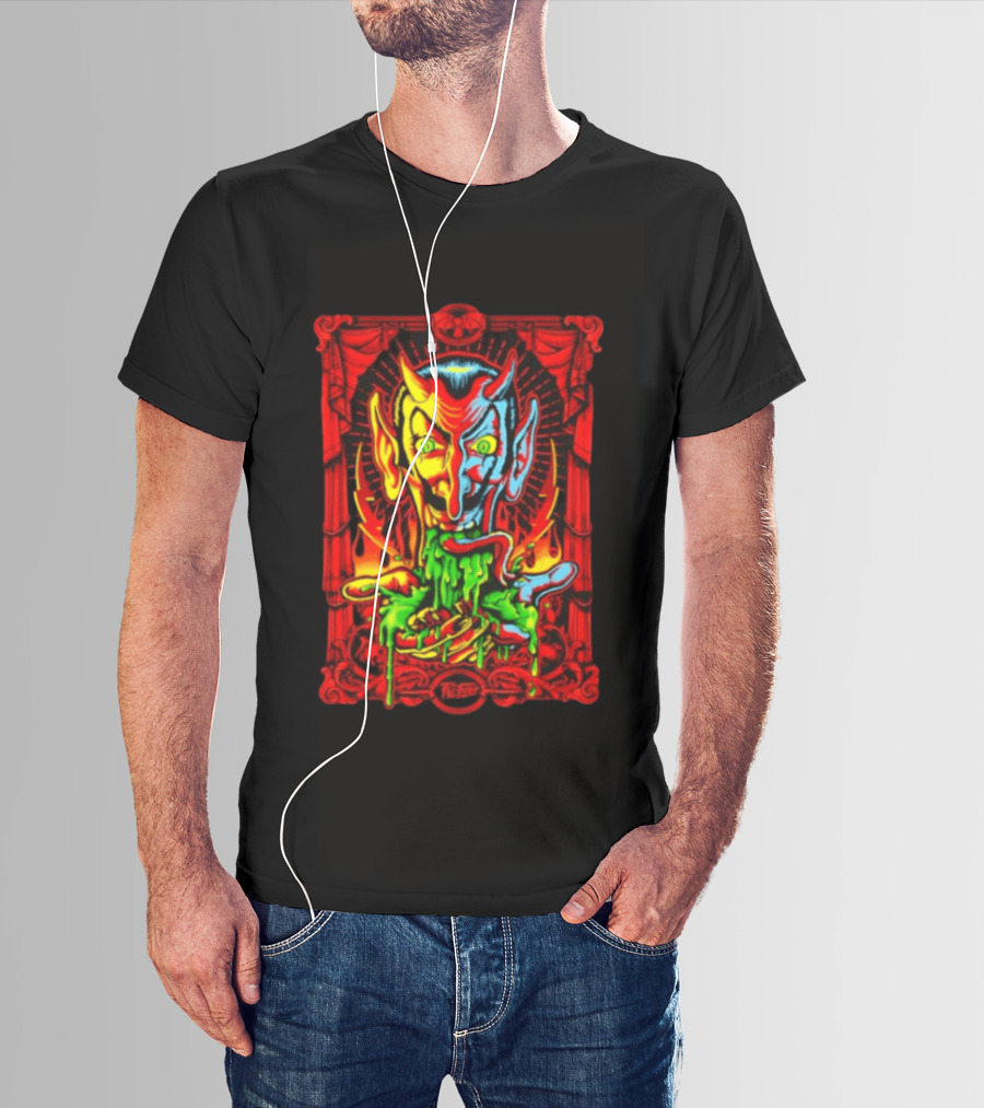 Satan's Puke Black Devil Evil Clown Neon Horror T-Shirt