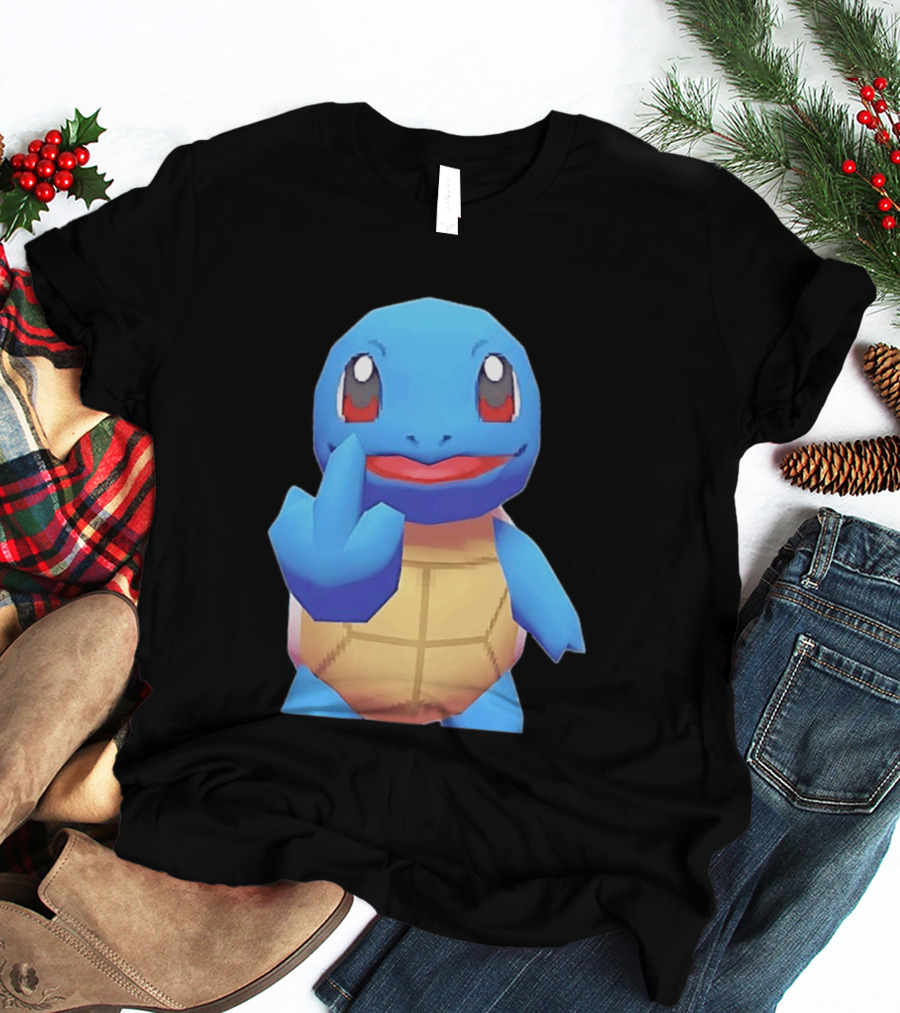 Squirtle Pokémon Gesture Middle Finger Playful Attitude T-Shirt