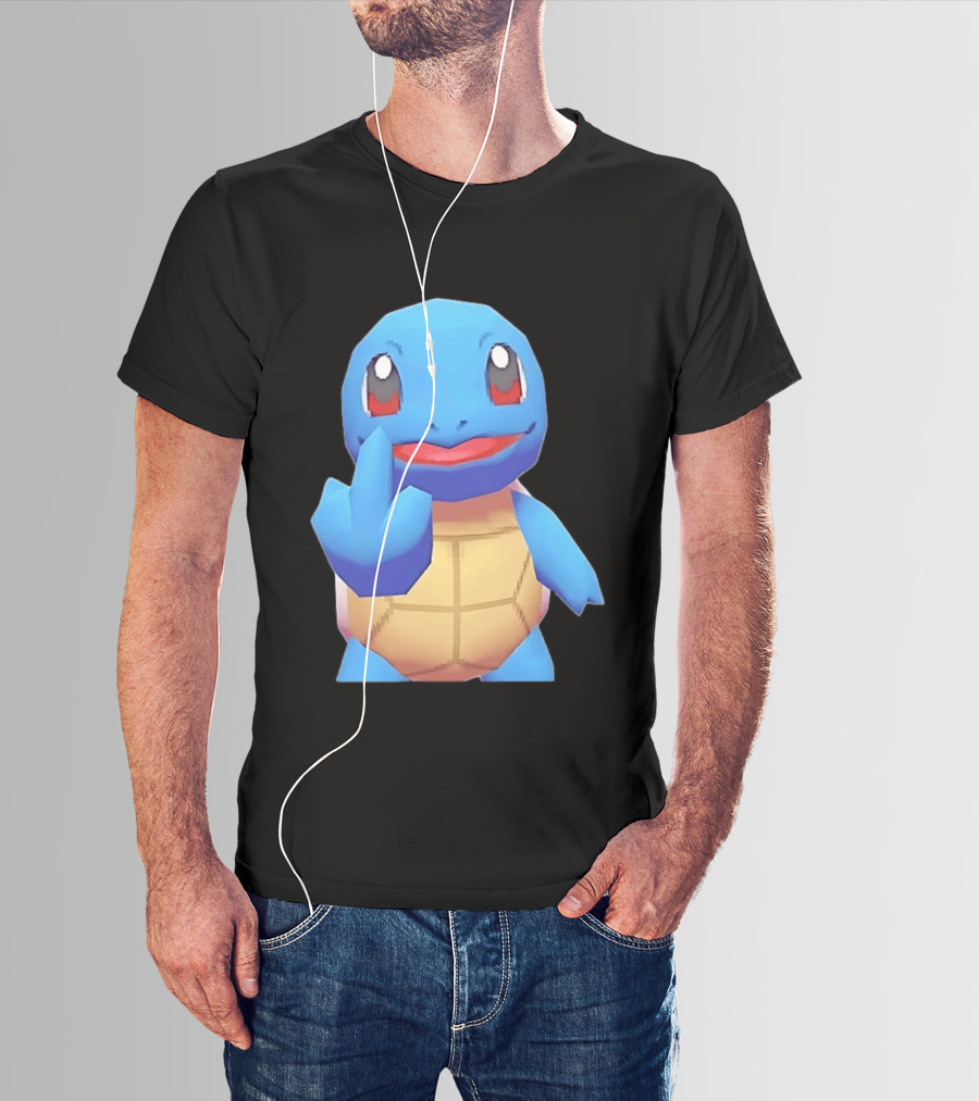 Squirtle Pokémon Gesture Middle Finger Playful Attitude T-Shirt