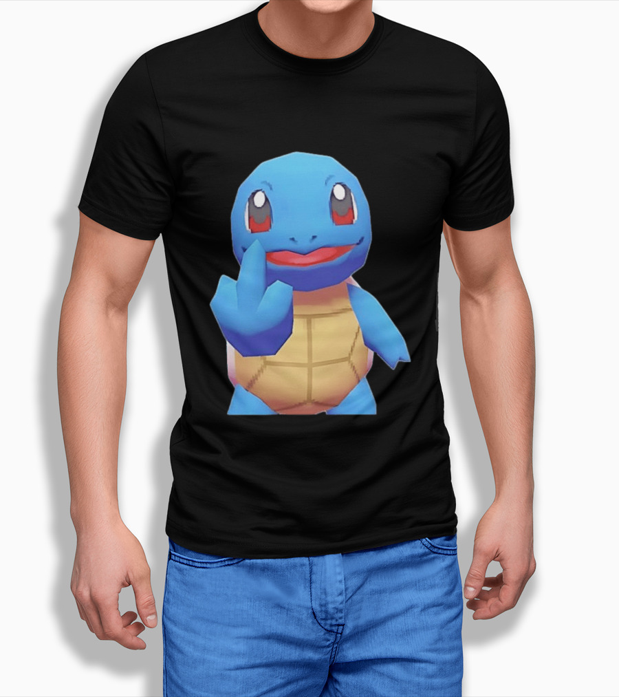 Squirtle Pokémon Gesture Middle Finger Playful Attitude T-Shirt