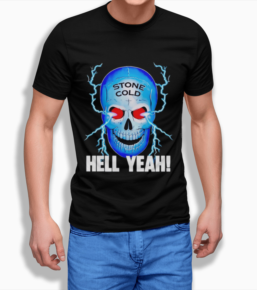 Stone Cold Steve Austin Skull Hell Yeah Electric Blue Lightning T-Shirt