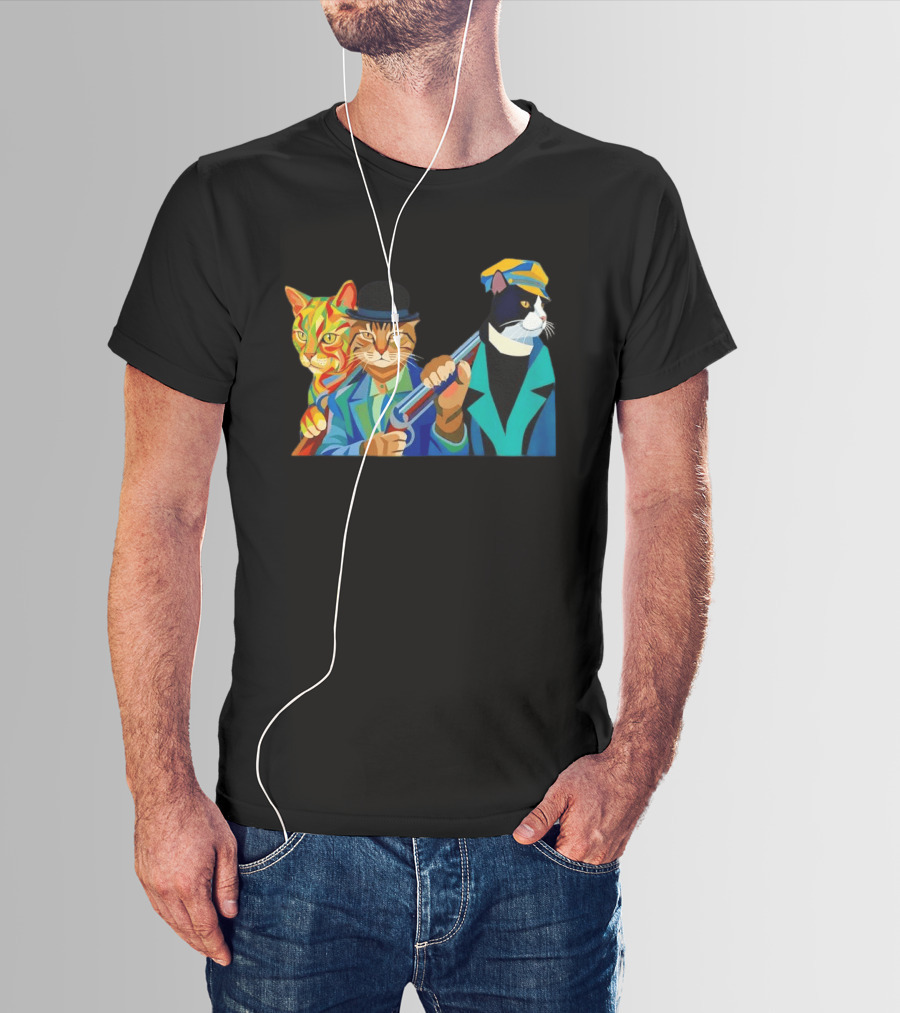 Three Cats Jazz Band Colorful Feline Musicians With Suits And Instruments T-Shirt