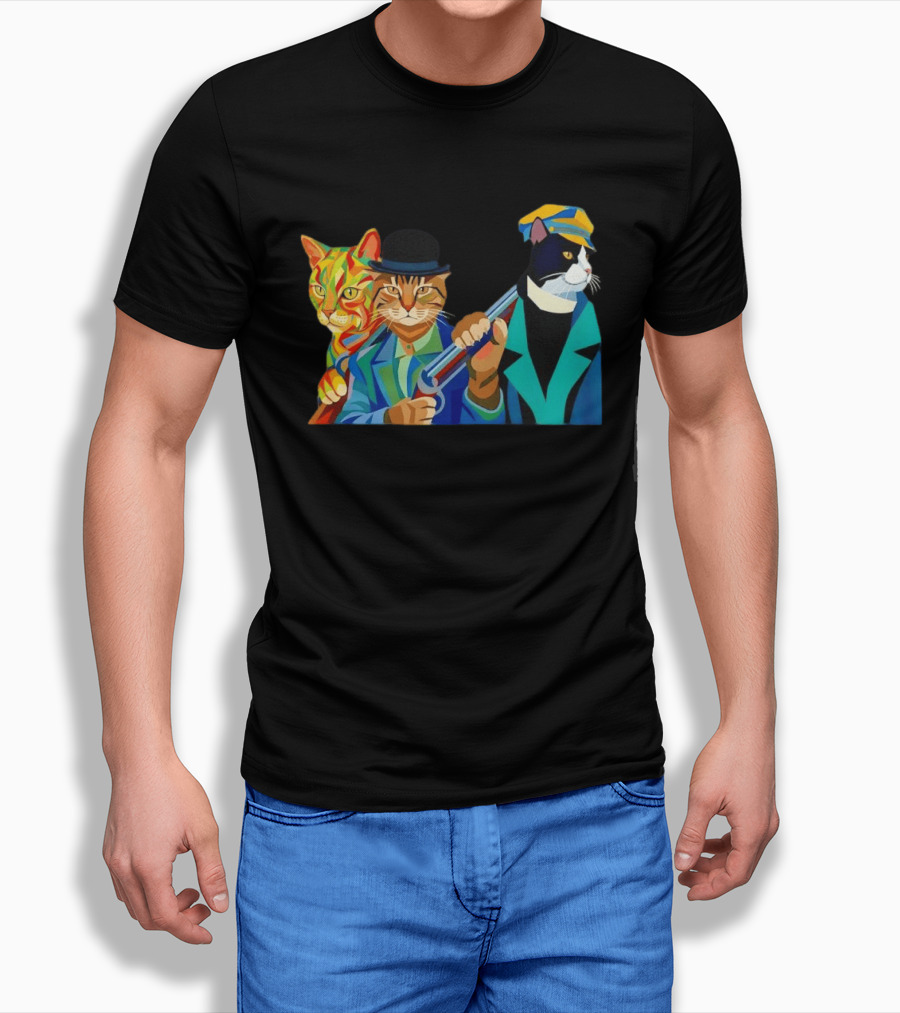 Three Cats Jazz Band Colorful Feline Musicians With Suits And Instruments T-Shirt