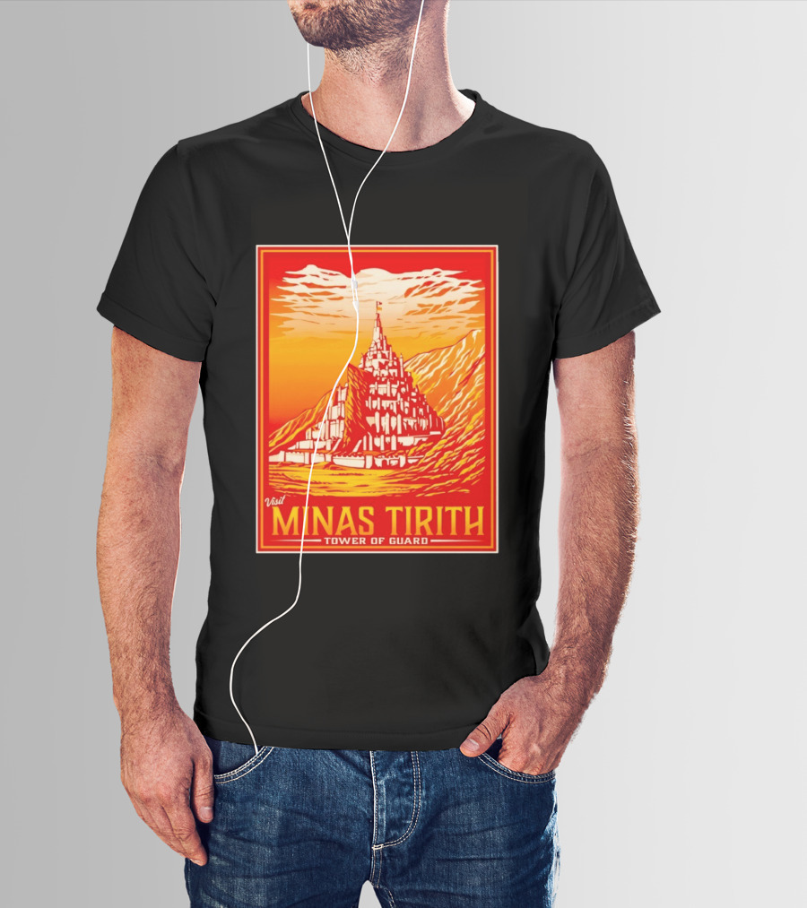 Visit Minas Tirith Tower Of Guard Fantasy Travel Middle Earth T-Shirt