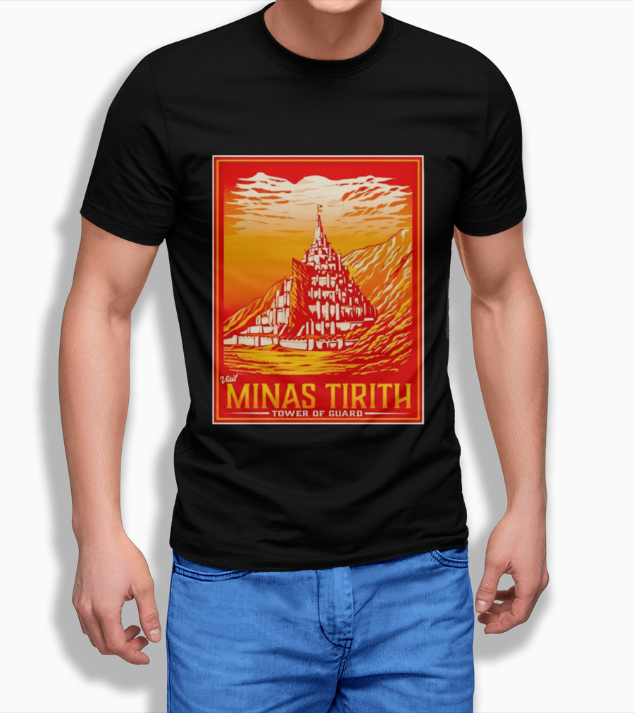 Visit Minas Tirith Tower Of Guard Fantasy Travel Middle Earth T-Shirt