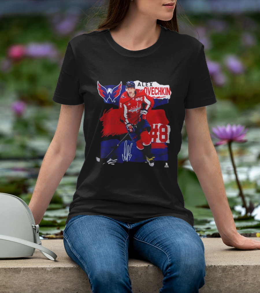 Washington Capitals Alex Ovechkin #8 Hockey Signature T-Shirt