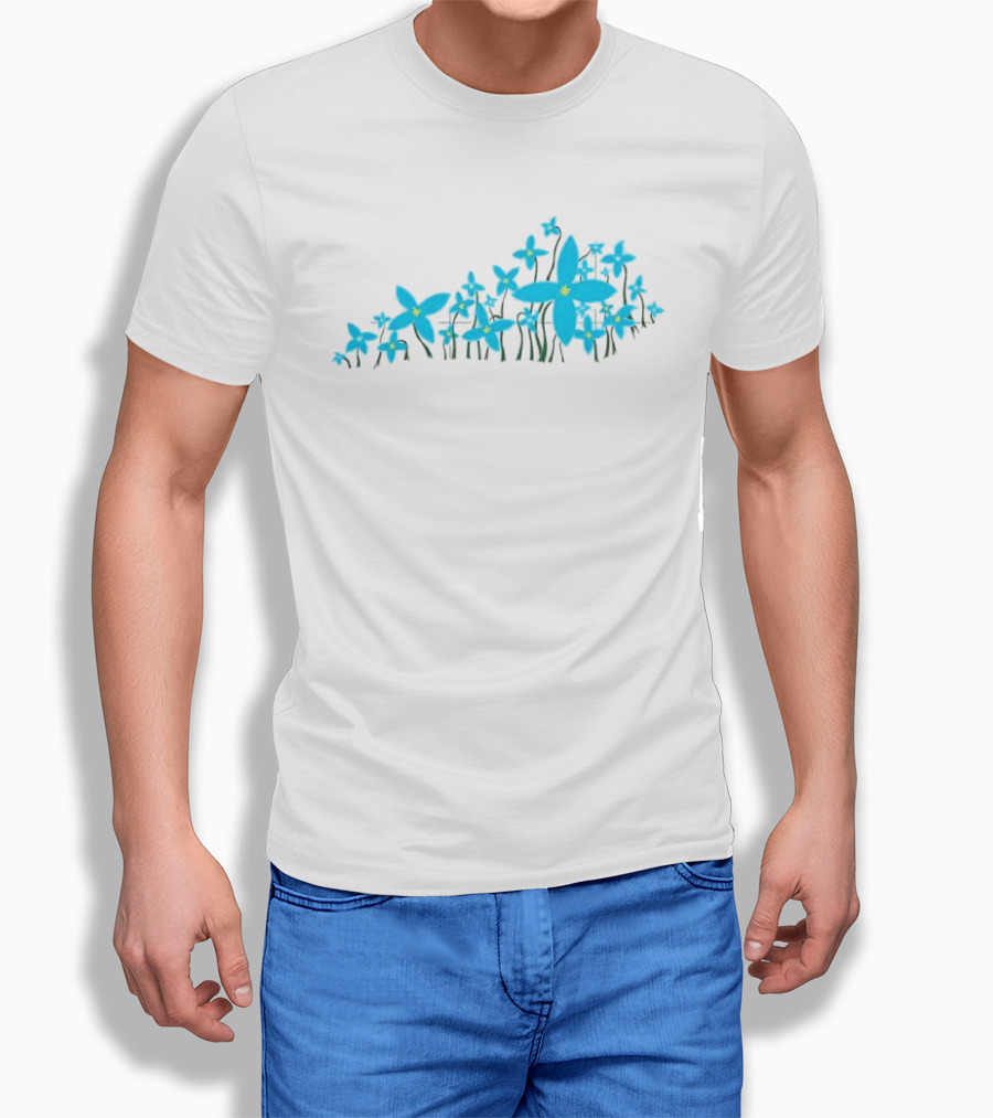 Blue Pea Flower Azure Bluet KY Shape Floral Arrangement T-Shirt