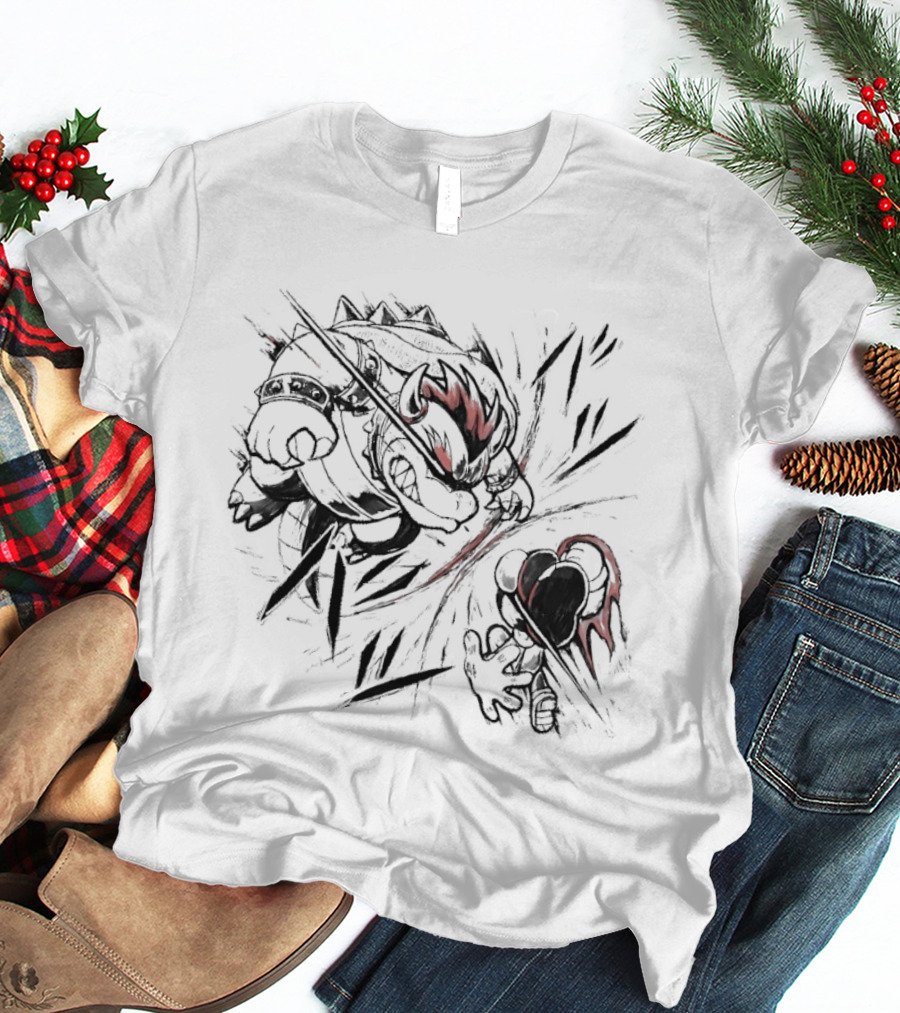 Bowser Vs Mario Epic Showdown Battle Sketch T-Shirt
