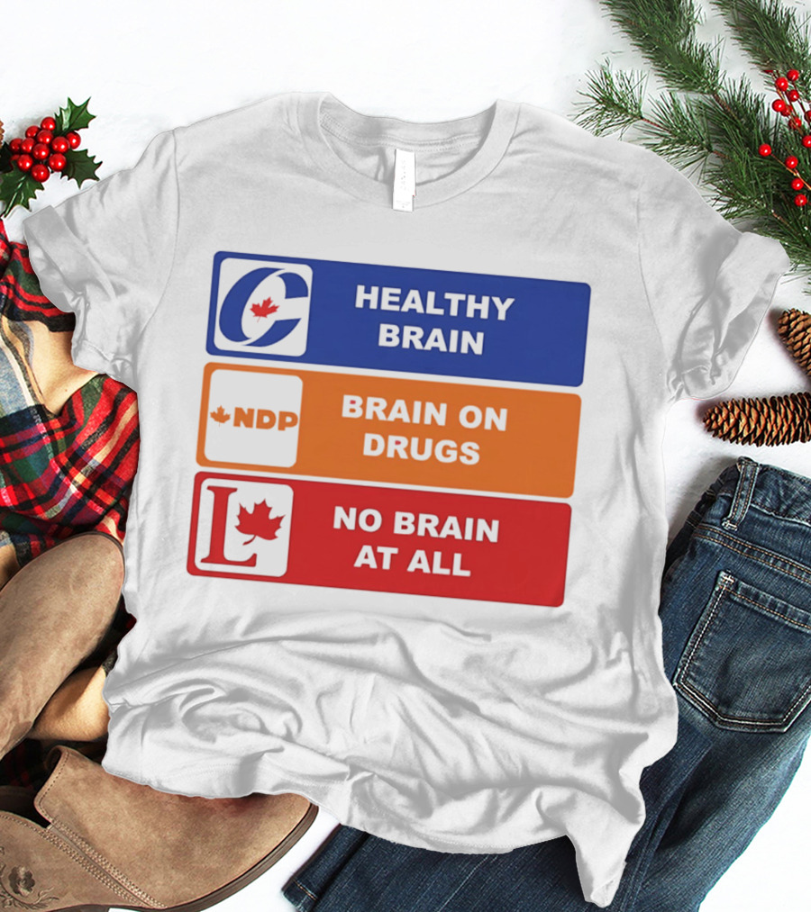 Healthy Brain Brain On Drugs No Brain At All Political Labels T-Shirt