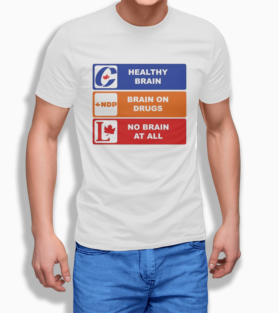 Healthy Brain Brain On Drugs No Brain At All Political Labels T-Shirt