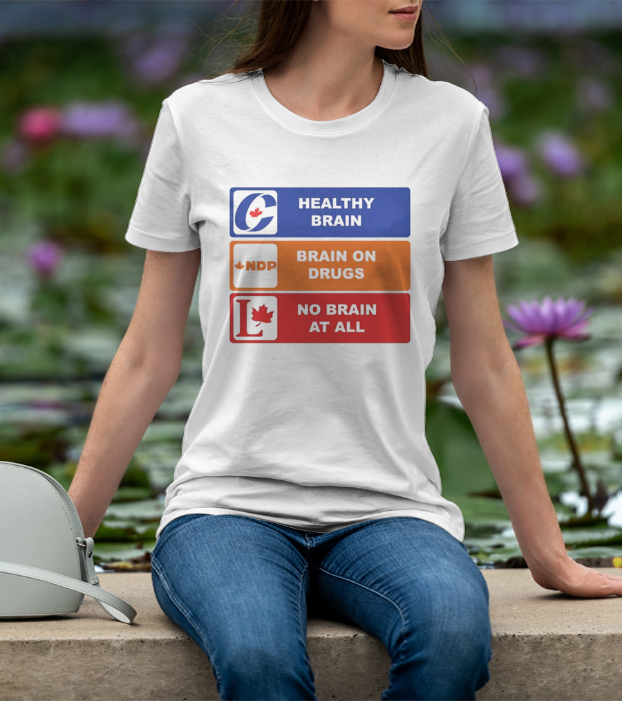 Healthy Brain Brain On Drugs No Brain At All Political Labels T-Shirt