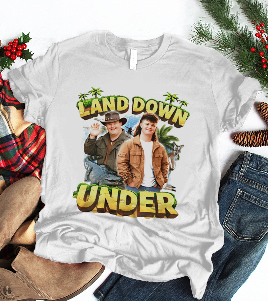 Land Down Under Crocodile And Kangaroo Theme Australia T-Shirt