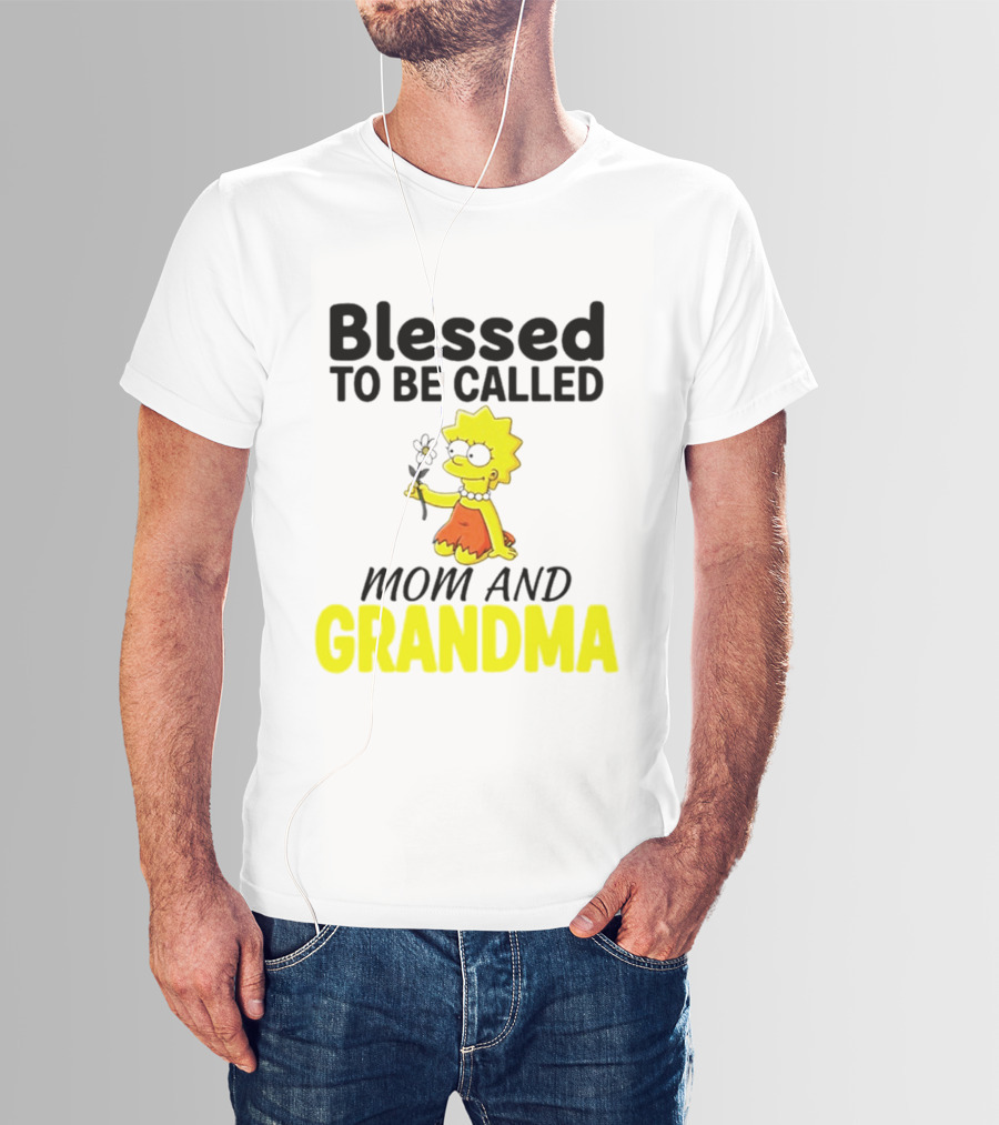 Blessed To Be Called Mom And Grandma Simpsons Character Holding Flower T-Shirt