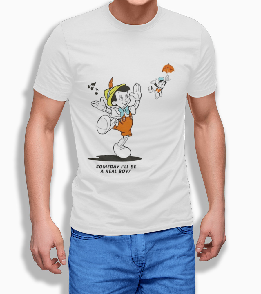Disney Someday I'll Be A Real Boy Mickey Mouse Pinocchio T-Shirt