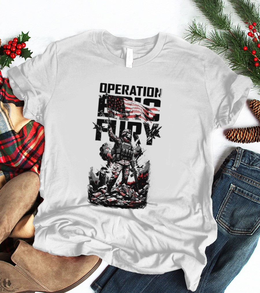 Operation Epic Fury American Flag Soldier 2.0 T-Shirt