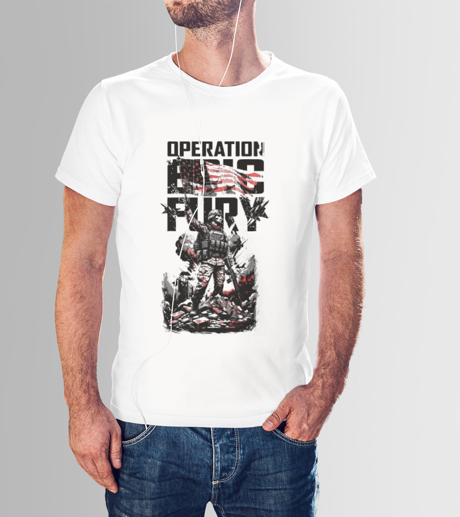 Operation Epic Fury American Flag Soldier 2.0 T-Shirt