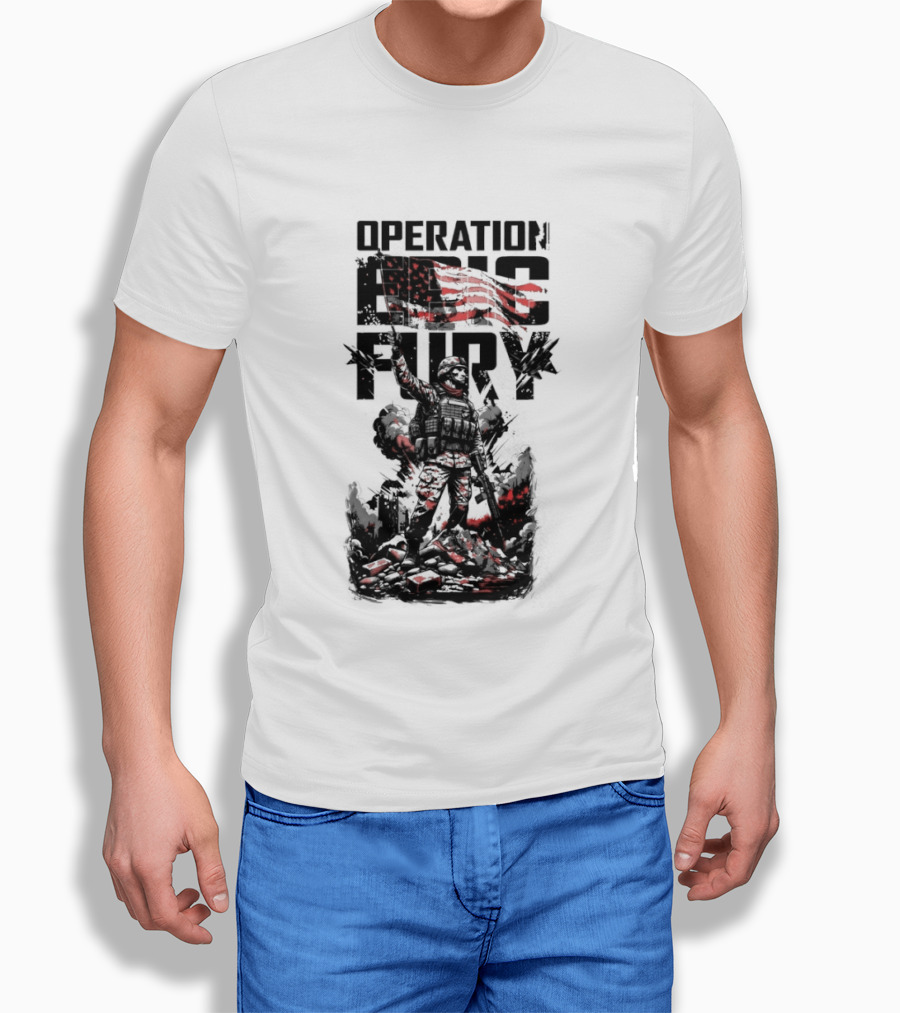 Operation Epic Fury American Flag Soldier 2.0 T-Shirt