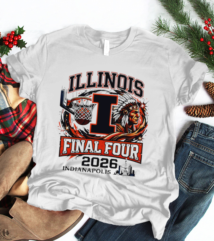 Illinois Basketball Final Four 2026 Indianapolis I Logo And Native American T-Shirt
