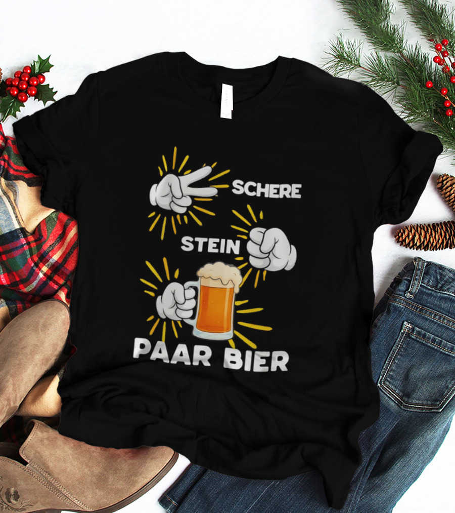 Bachelor Party Schere Stein Paar Bier Fun Celebration T-Shirt