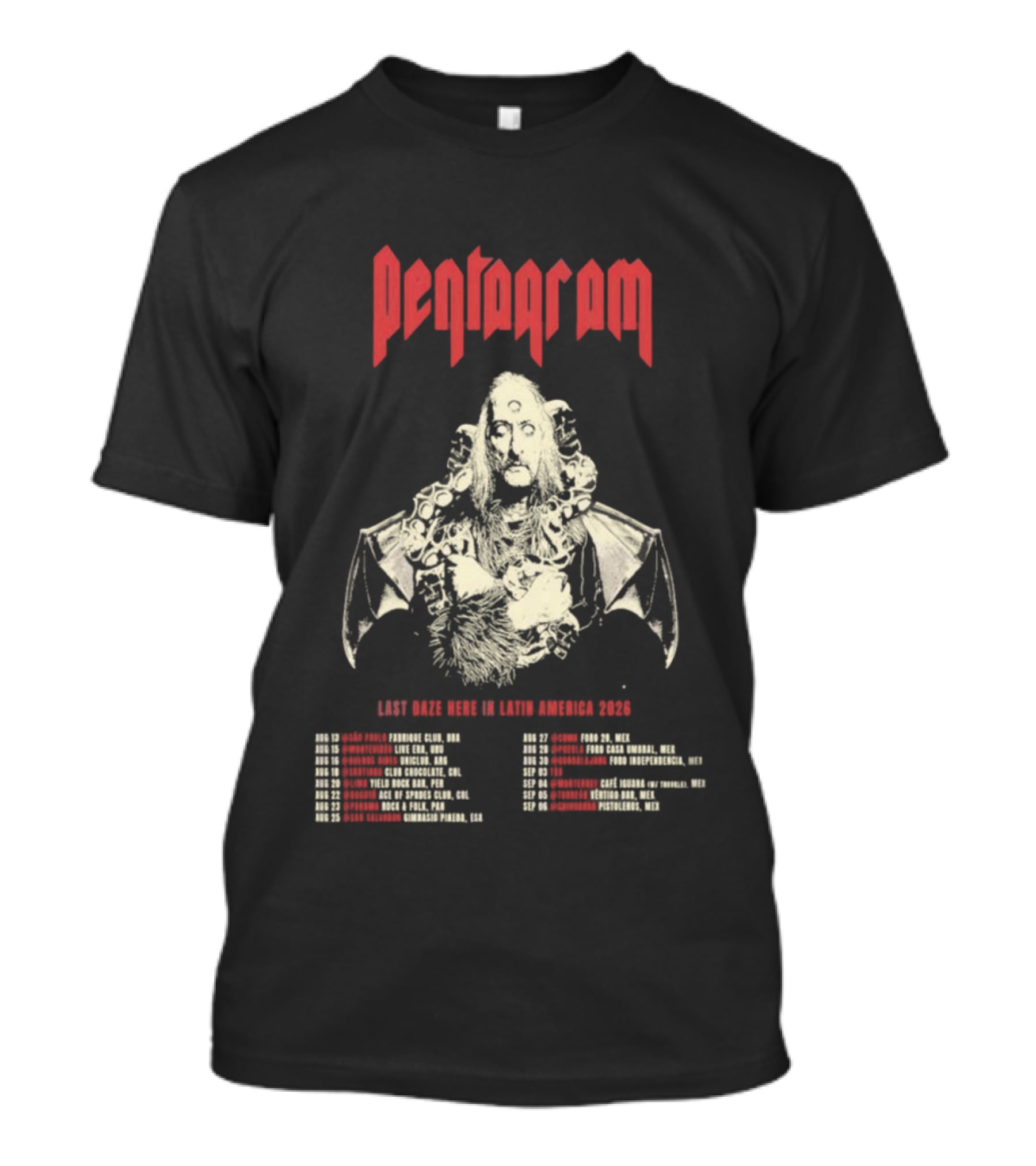 Pentagram Last Daze Here Latin America Tour 2026 T-Shirt