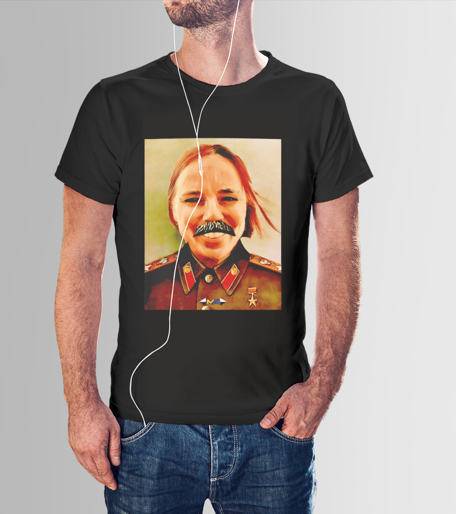 Comrade Bellows Military Portrait Caricature With Mustache T-Shirt
