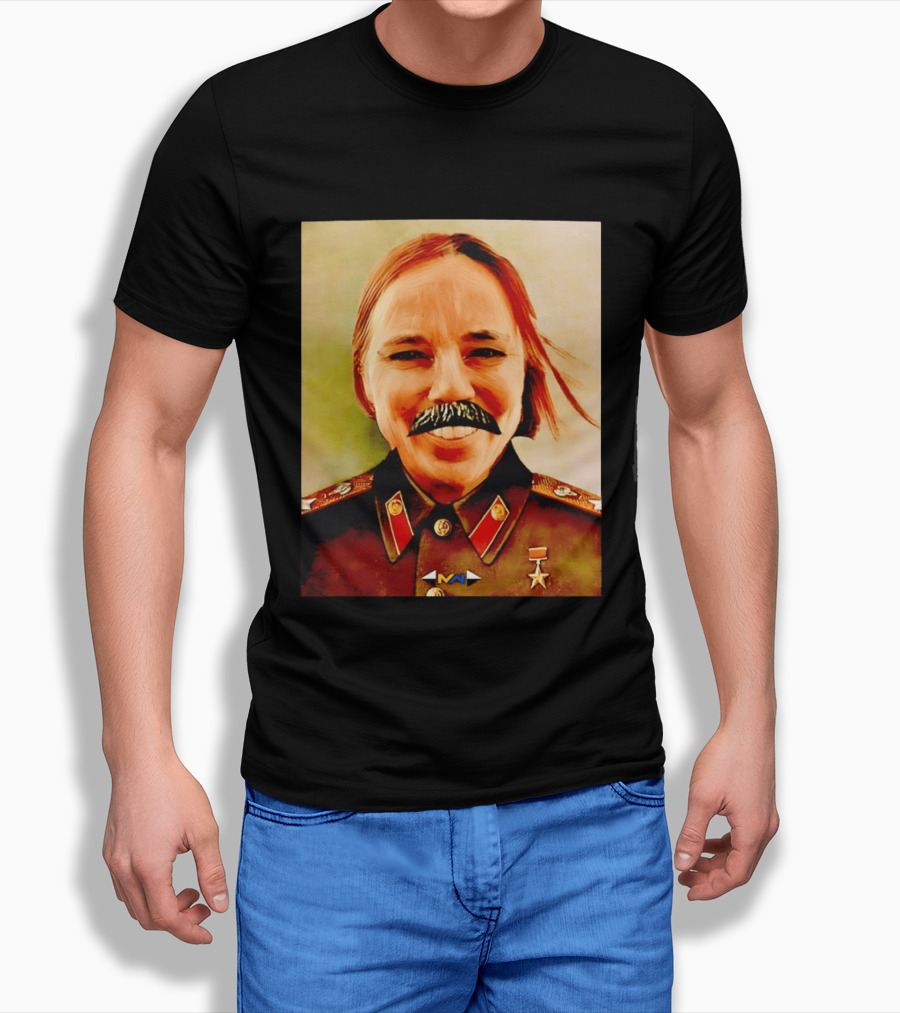 Comrade Bellows Military Portrait Caricature With Mustache T-Shirt