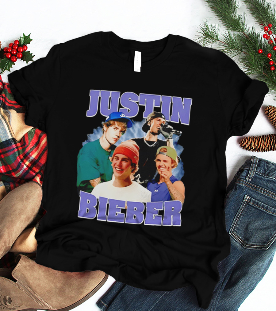 Justin Bieber Singing And Smiling With Various Iconic Looks T-Shirt