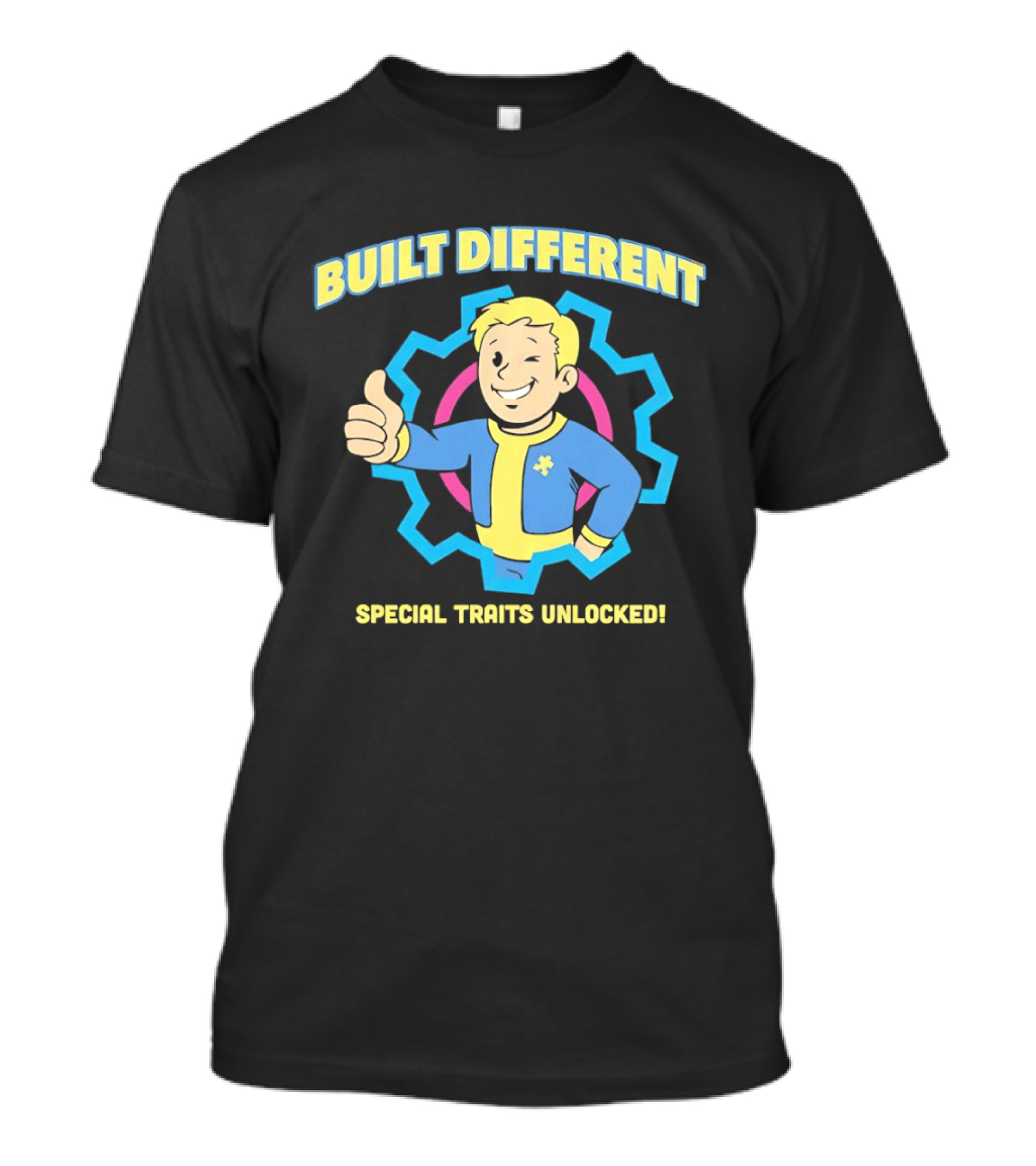 Fallout Built Different Vault Boy Special Traits Unlocked T-Shirt
