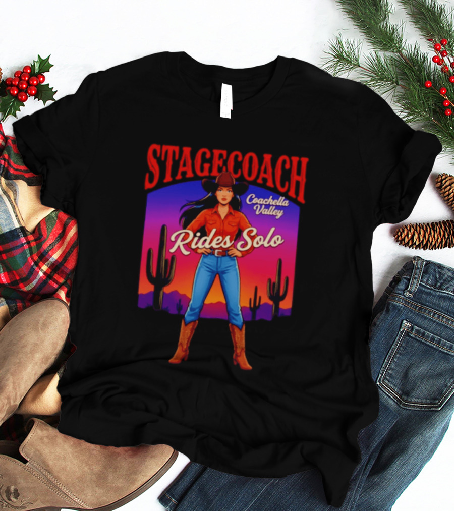 Stagecoach Coachella Valley Rides Solo Western Cactus Sunset T-Shirt
