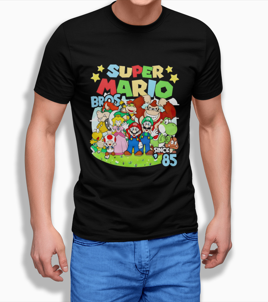 Super Mario Bros Characters And Stars Cartoon Since 85 T-Shirt