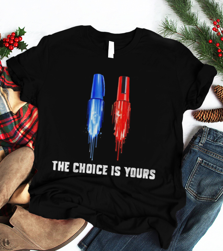 The Choice Is Yours Red And Blue Marker Art Duel T-Shirt