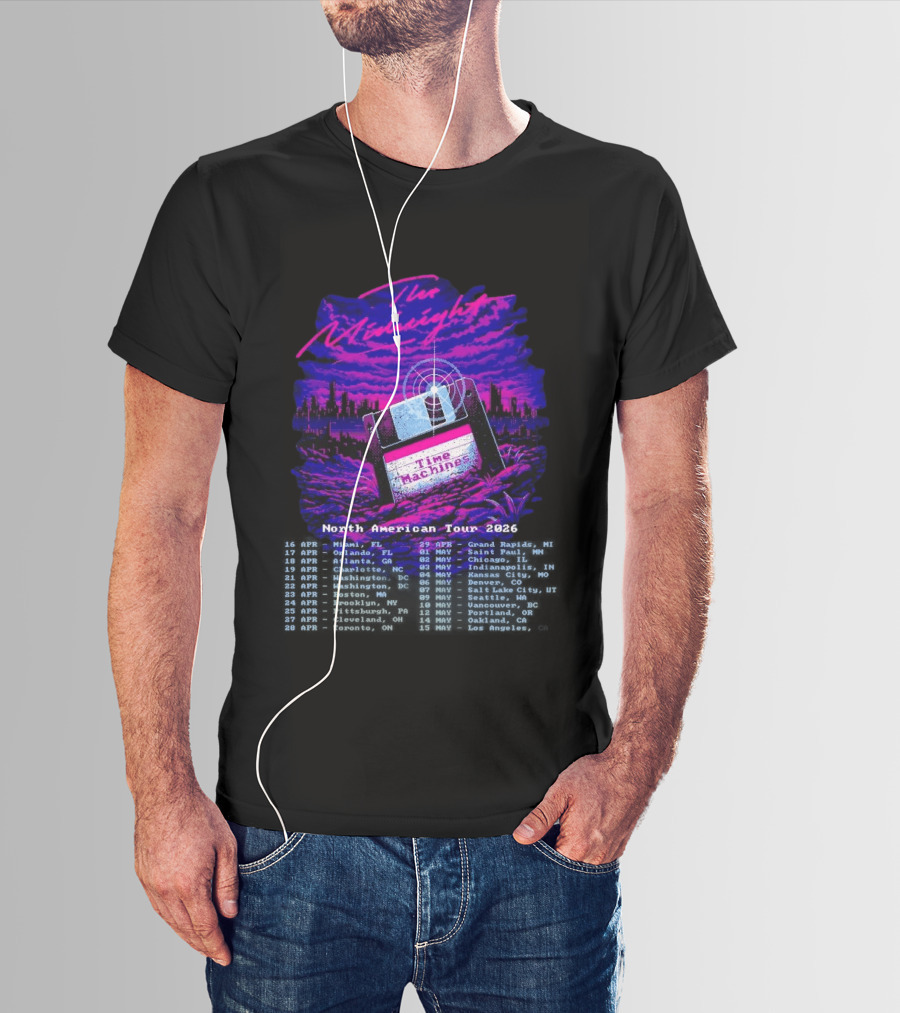 The Midnight Time Machines North American Tour 2026 Retro Floppy Disk T-Shirt