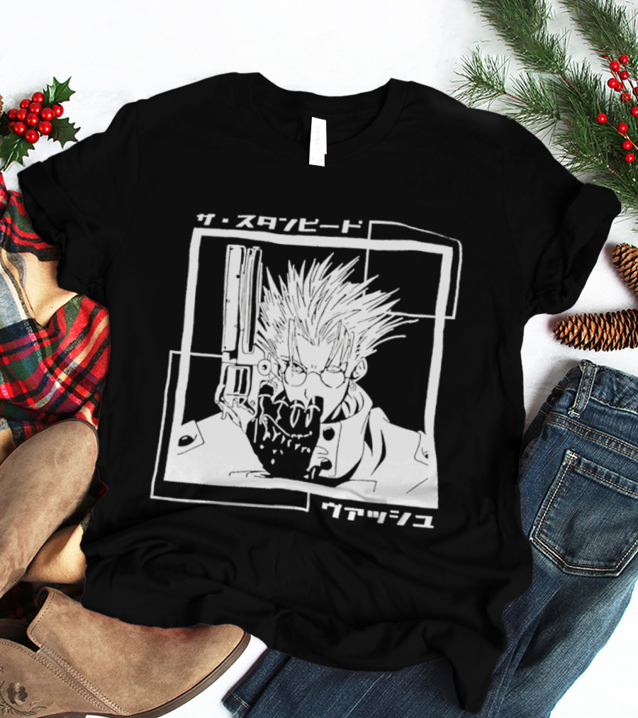 Vash The Stampede Trigun Japanese Typography Stylized T-Shirt