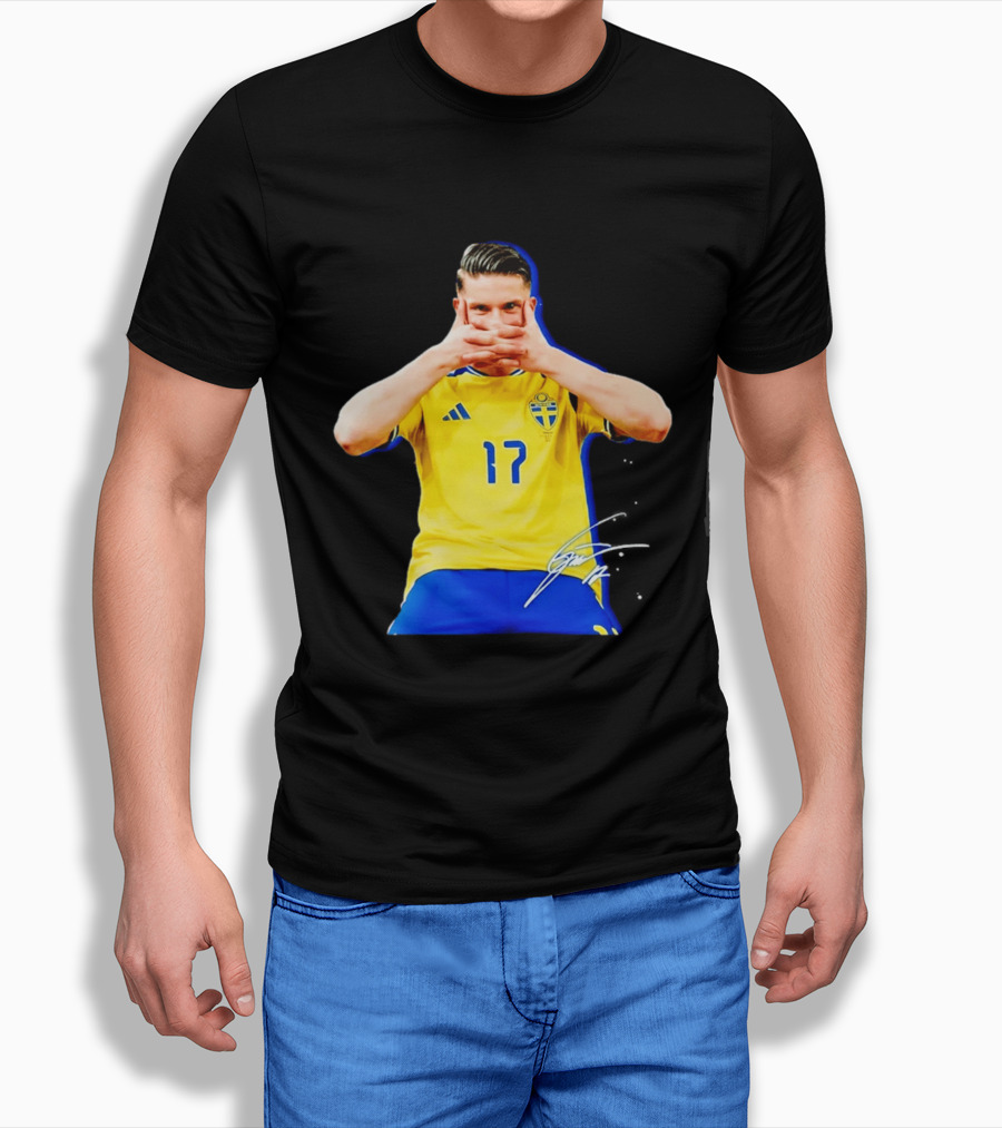 Viktor Gyokeres Sweden Number 17 Signature Gesture T-Shirt