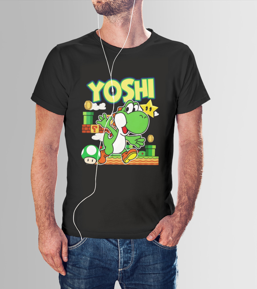 Yoshi Super Mario Bros Game Iconic Green Dinosaur Adventure T-Shirt