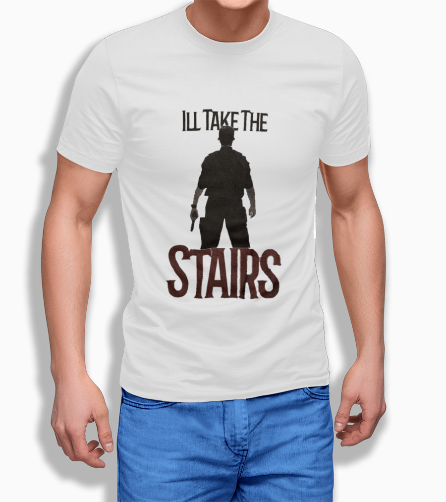 I'll Take The Stairs Shadowy Figure With Gun T-Shirt